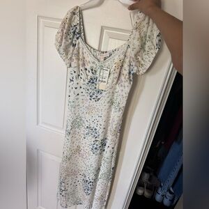 Floral Print Puff Sleeve Dress